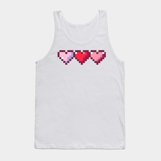 Pink Row of Hearts Pixel Art Tank Top by christinegames